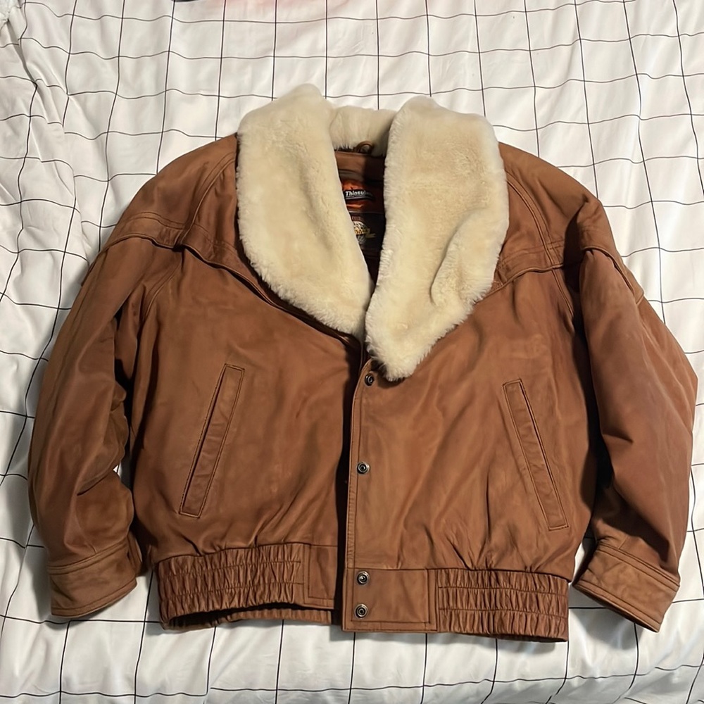 Vintage Adventure Bound by Wilsons Sherpa Flight Bomber Leather Jacket Size M